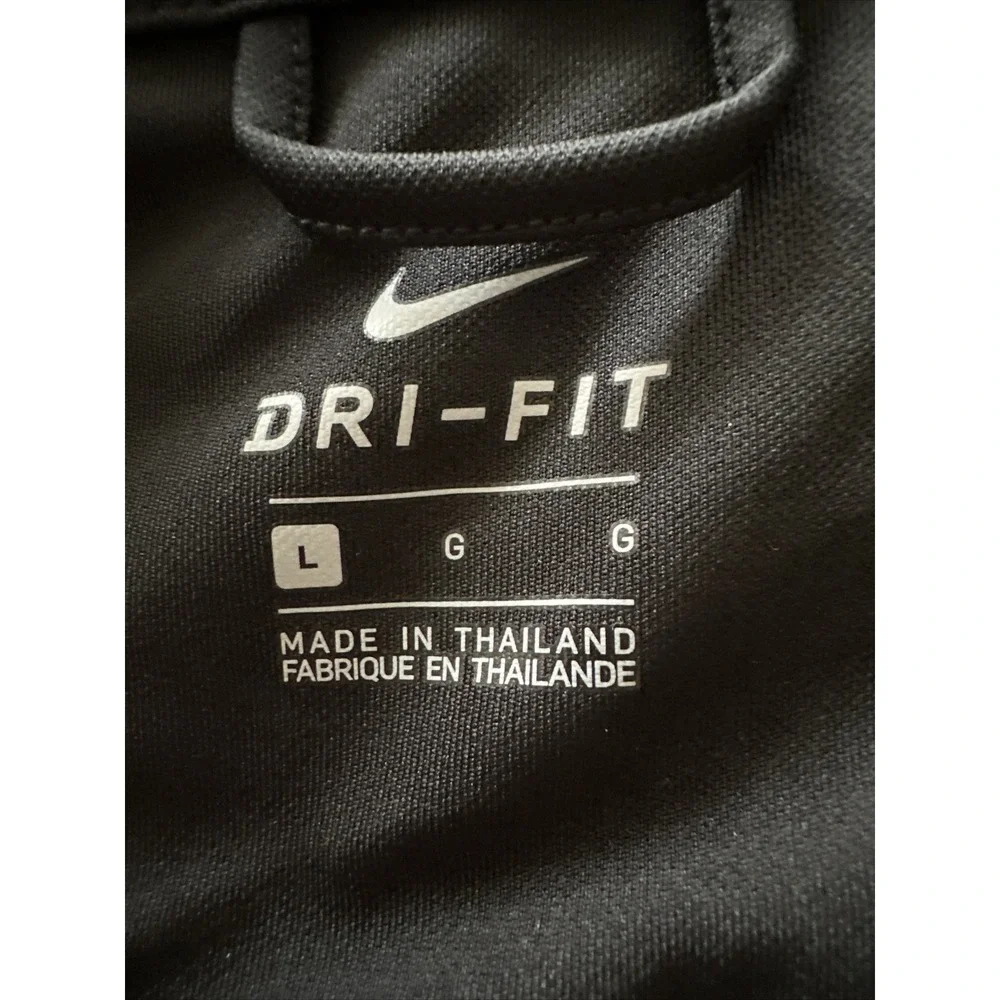 Nike‎ Dri-Fit Jacket Womens Large Black White Swoosh Gym Athletic Track Full Zip